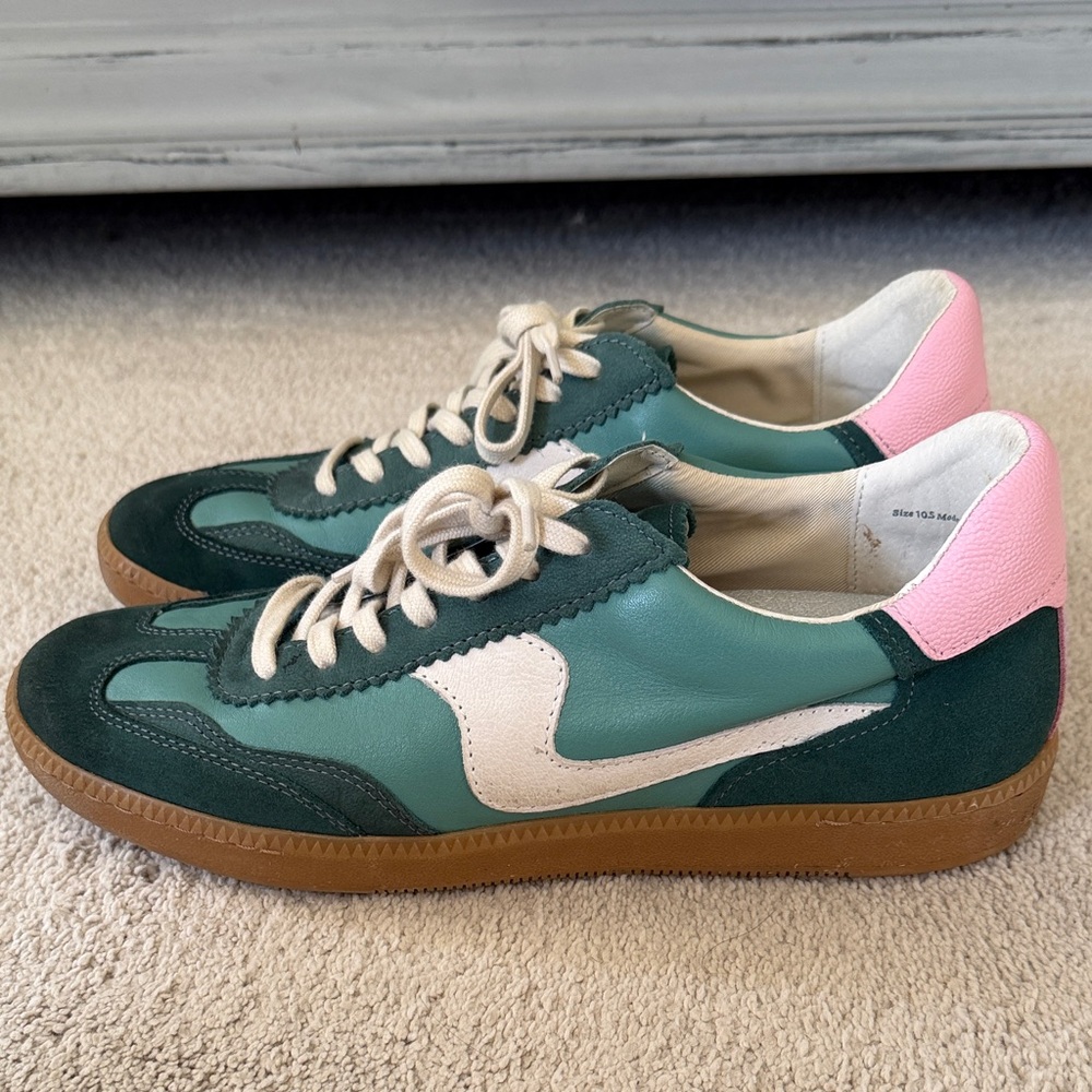 Dolce Vita Green and Pink Lace-Up Sneakers - Picture 3 of 8